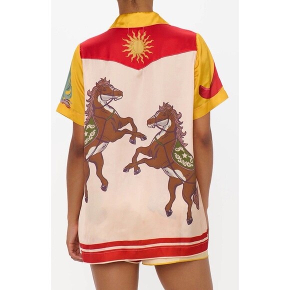 Show Me Your MUMU Home and Away PJ Set Lone Star Silky Shorts Women Size Medium - Picture 5 of 16